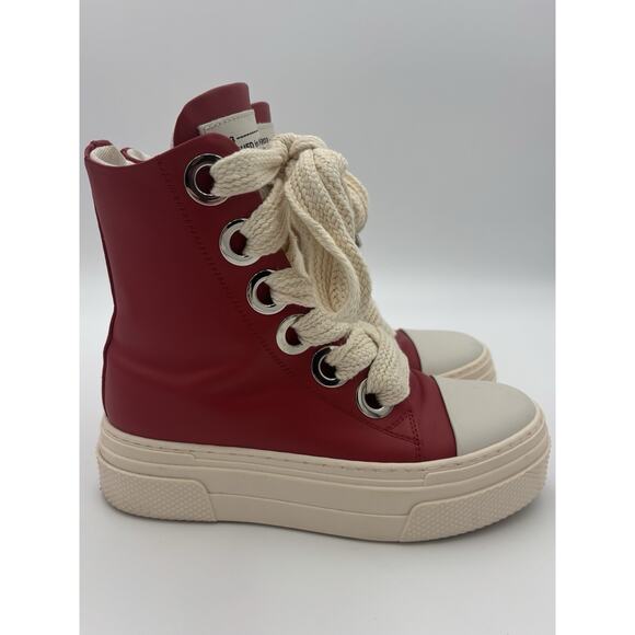 Christian Zerotre CALIPSO 300 Fuxia Leather Red High Top Sneakers Size 37 Italy - Picture 2 of 13